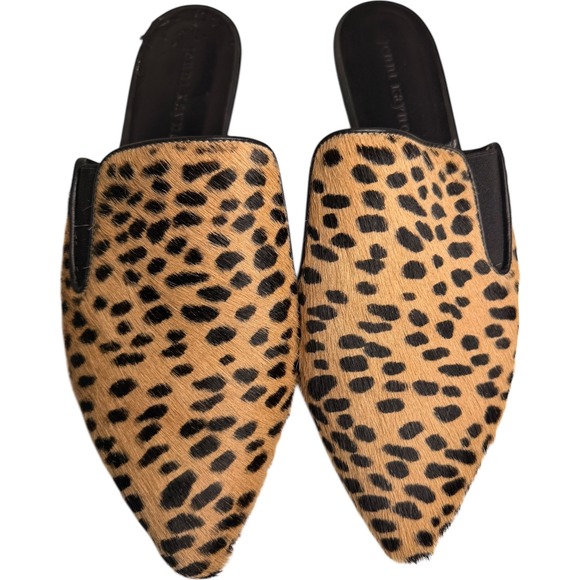Jenni Kayne Leopard Print Calf Hair Pointed Toe Mules Women Sz 38 Quiet Luxury - Picture 7 of 12